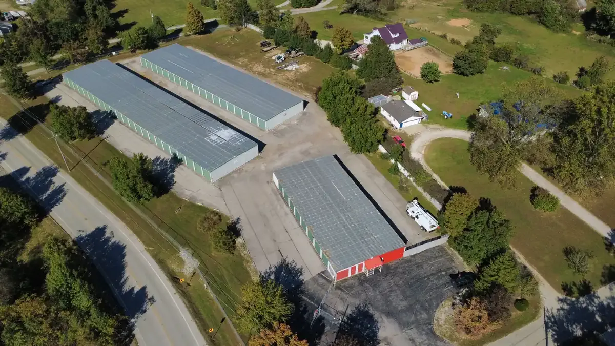 Drone image of Bloomington Miles of Storage facility 
